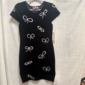Black Bow Pattern Mini Dress
